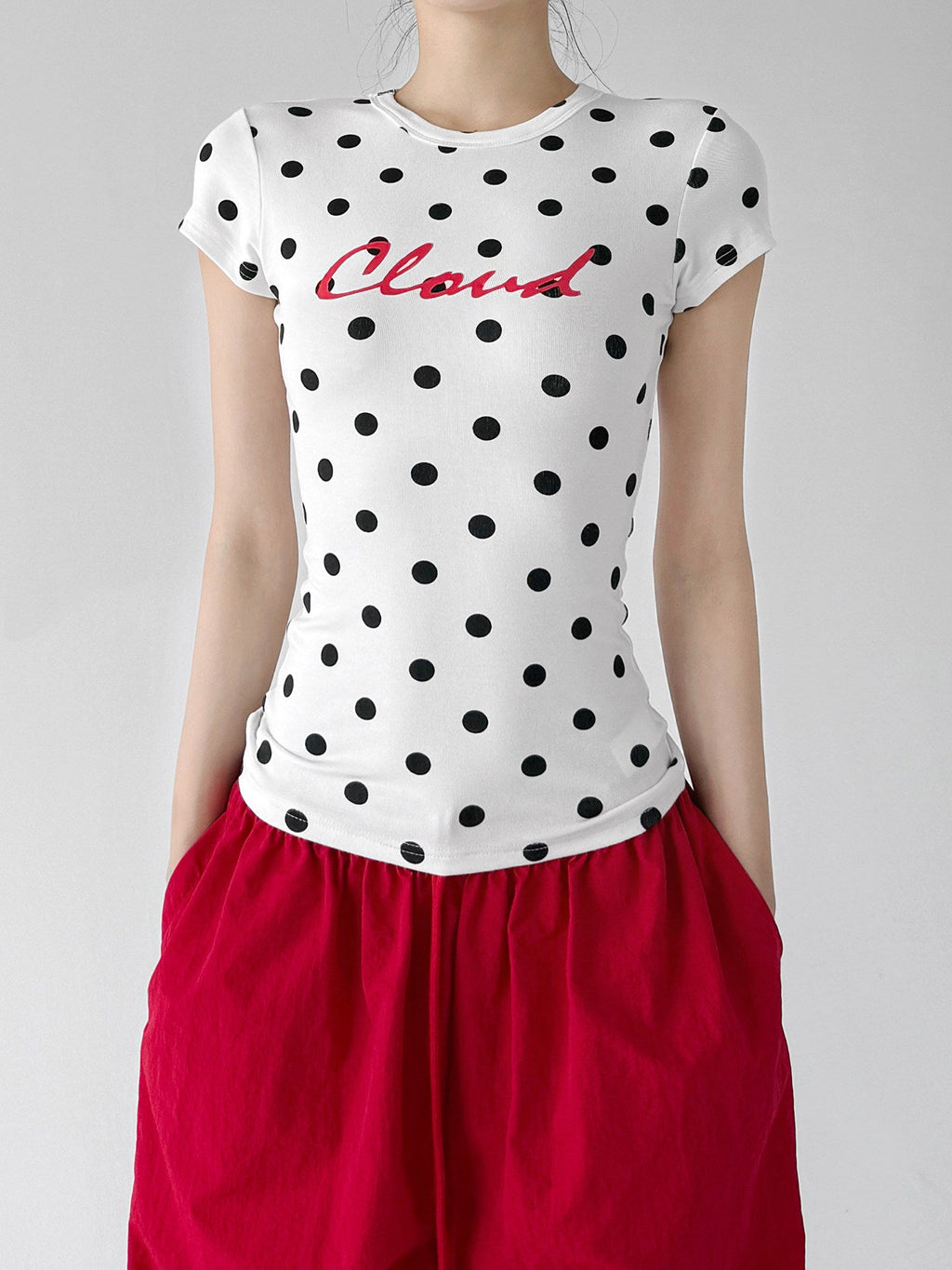 Polka-Dot Letter Fitted T-Shirt - CT66103 - COPPING THREADS - CT ORIGINALS