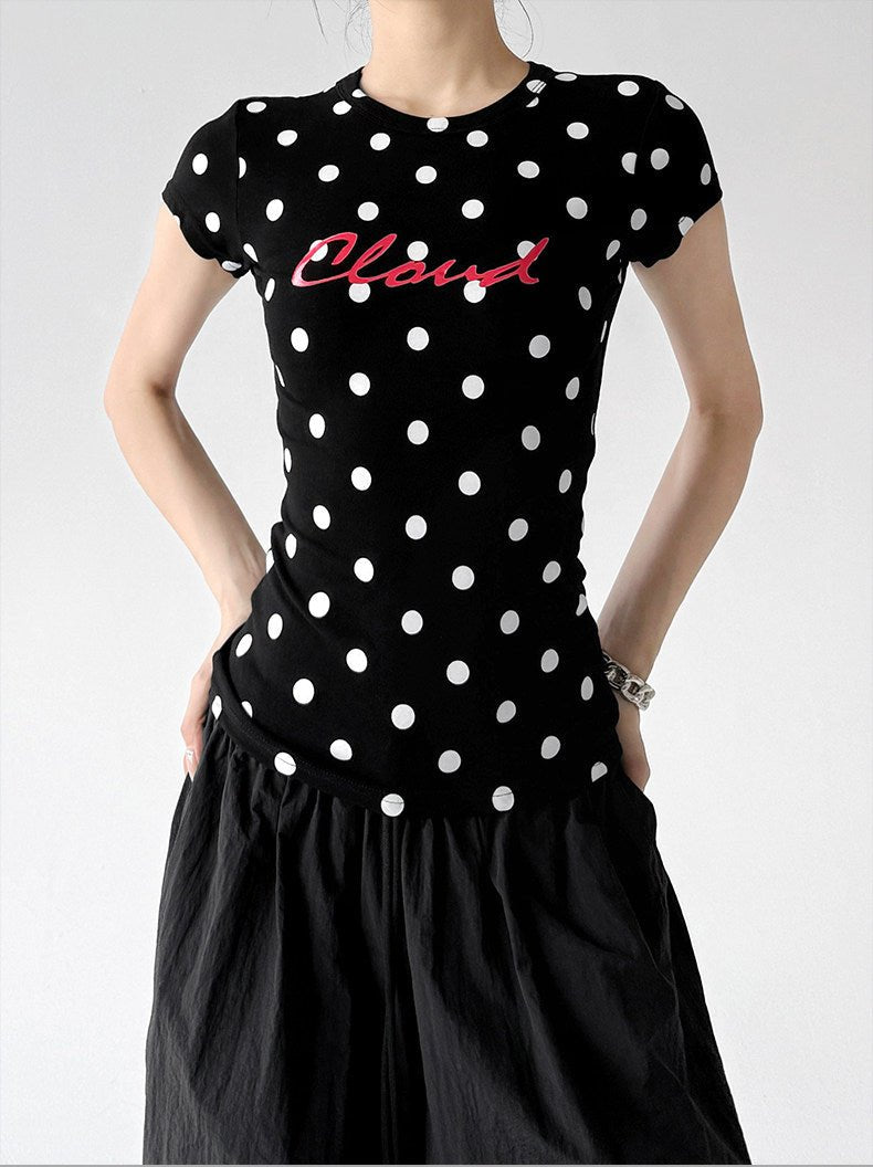 Polka-Dot Letter Fitted T-Shirt - CT66103 - COPPING THREADS - CT ORIGINALS