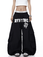 Polka Dot Letter Print Parachute Cargo Pants - COPPING THREADS - CT Select