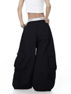 Polka Dot Letter Print Parachute Cargo Pants - COPPING THREADS - CT Select