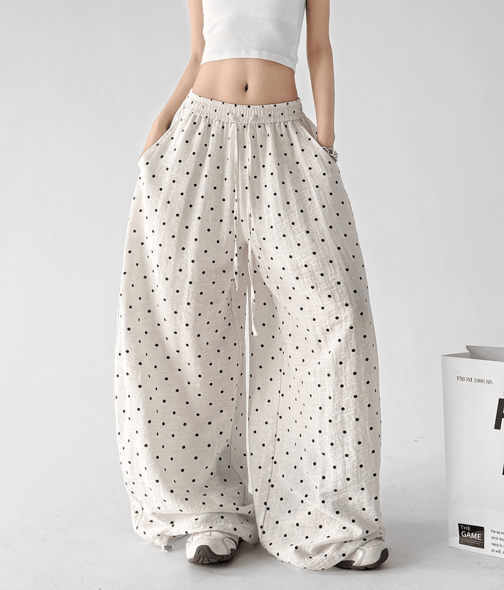 Polka Dot Linen - Blend Wide - Leg Pants - CT66121 - COPPING THREADS - CT Select