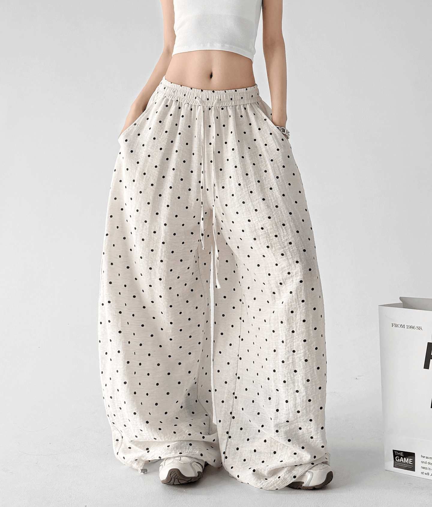 Polka Dot Linen - Blend Wide - Leg Pants - CT66121 - COPPING THREADS - CT Select