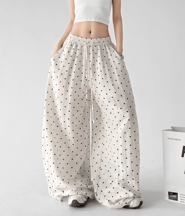 Polka Dot Linen - Blend Wide - Leg Pants - CT66121 - COPPING THREADS - CT Select