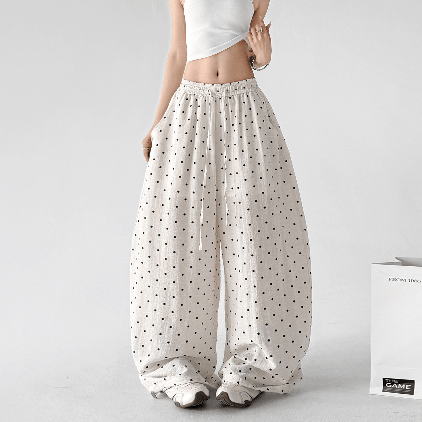 Polka Dot Linen - Blend Wide - Leg Pants - CT66121 - COPPING THREADS - CT Select