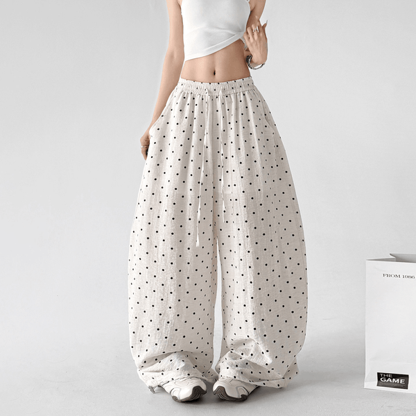 Polka Dot Linen - Blend Wide - Leg Pants - CT66121 - COPPING THREADS - CT Select