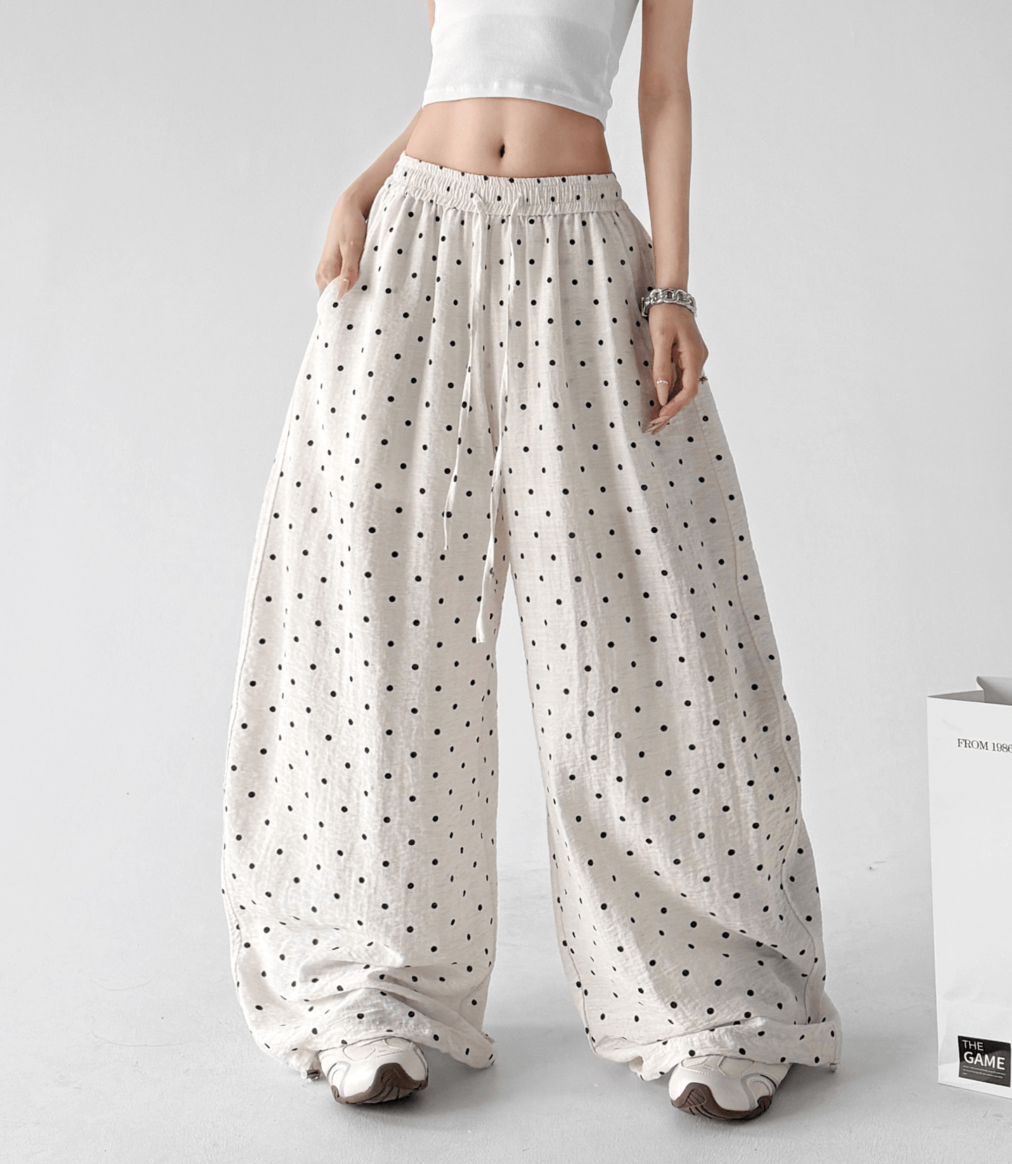 Polka Dot Linen - Blend Wide - Leg Pants - CT66121 - COPPING THREADS - CT Select