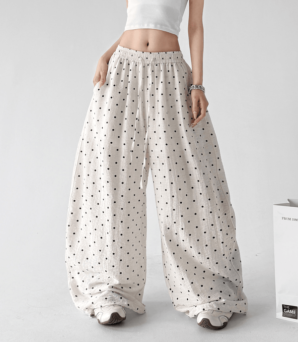 Polka Dot Linen - Blend Wide - Leg Pants - CT66121 - COPPING THREADS - CT Select
