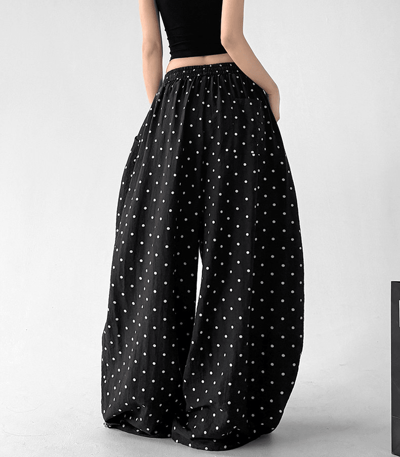 Polka Dot Linen - Blend Wide - Leg Pants - CT66121 - COPPING THREADS - CT Select
