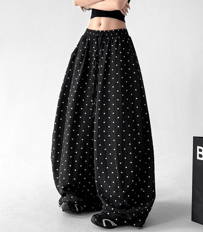 Polka Dot Linen - Blend Wide - Leg Pants - CT66121 - COPPING THREADS - CT Select