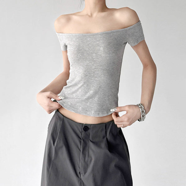Polka-Dot Off-Shoulder Fitted Tee - CT6662 - COPPING THREADS - CT ORIGINALS