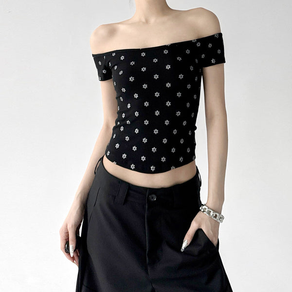 Polka-Dot Off-Shoulder Fitted Tee - CT6662 - COPPING THREADS - CT ORIGINALS