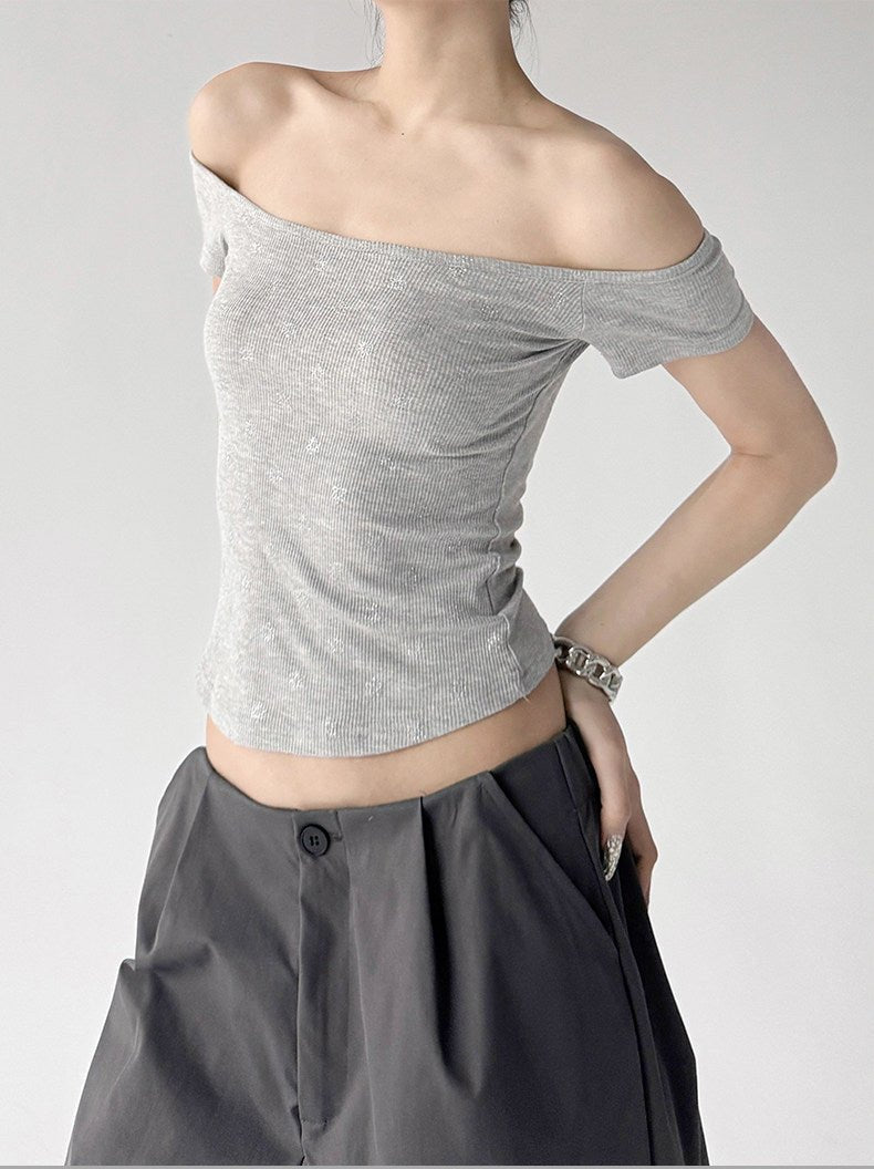 Polka-Dot Off-Shoulder Fitted Tee - CT6662 - COPPING THREADS - CT ORIGINALS