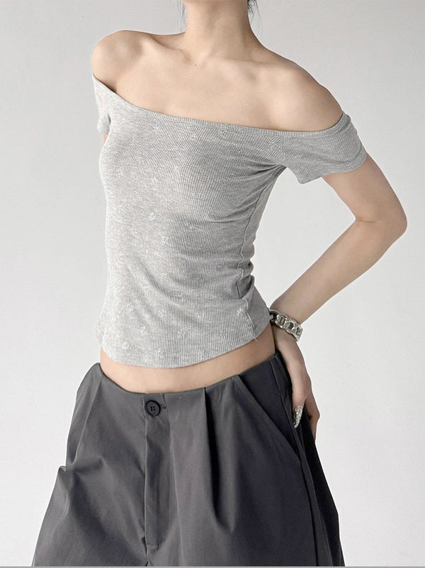 Polka-Dot Off-Shoulder Fitted Tee - CT6662 - COPPING THREADS - CT ORIGINALS