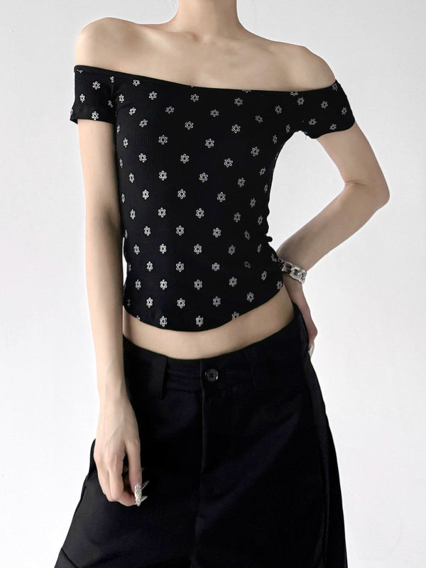 Polka-Dot Off-Shoulder Fitted Tee - CT6662 - COPPING THREADS - CT ORIGINALS