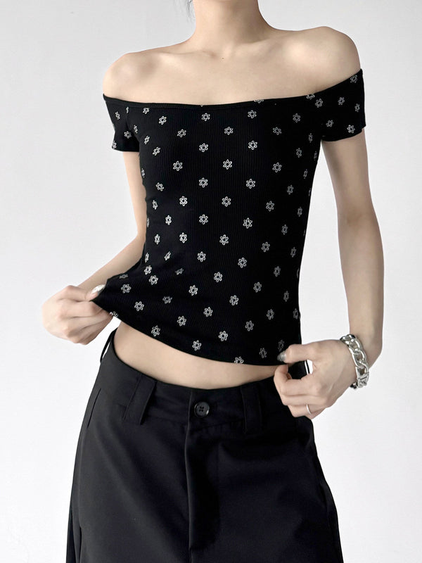 Polka-Dot Off-Shoulder Fitted Tee - CT6662 - COPPING THREADS - CT ORIGINALS