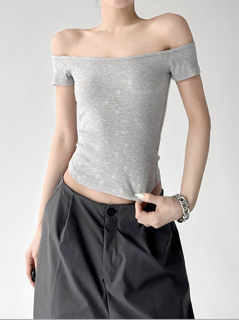 Polka-Dot Off-Shoulder Fitted Tee - CT6662 - COPPING THREADS - CT ORIGINALS