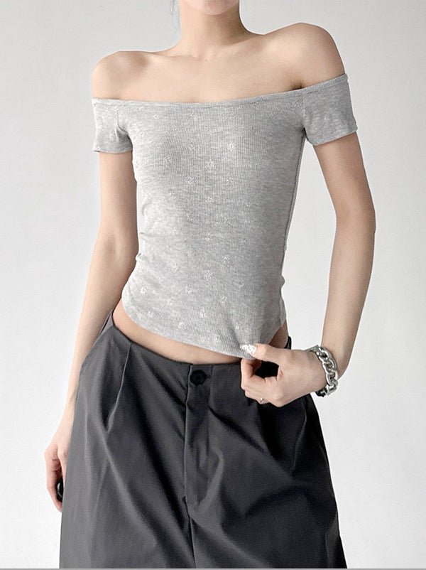 Polka-Dot Off-Shoulder Fitted Tee - CT6662 - COPPING THREADS - CT ORIGINALS