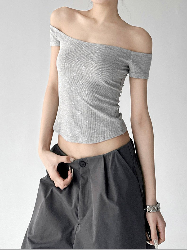 Polka-Dot Off-Shoulder Fitted Tee - CT6662 - COPPING THREADS - CT ORIGINALS