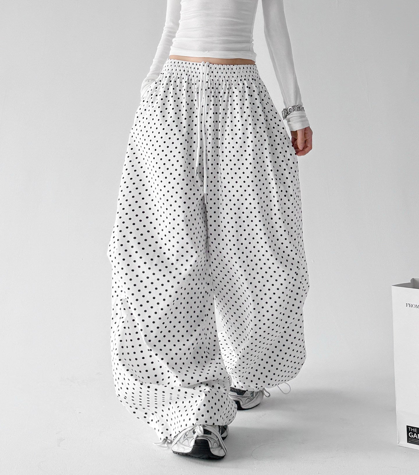 Polka Dot Rounded Wide-Leg Pants - CT207 서브 이미지