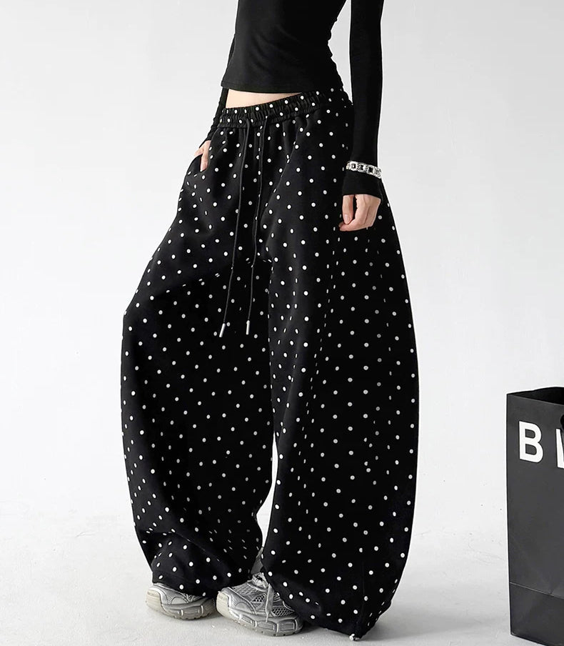 Polka-Dot Rounded Wide-Leg Sweatpants - COPPING THREADS - CT ORIGINALS