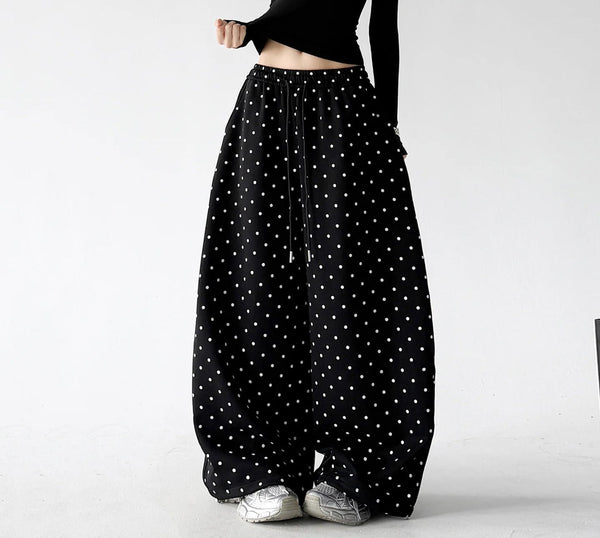 Polka-Dot Rounded Wide-Leg Sweatpants - COPPING THREADS - CT ORIGINALS