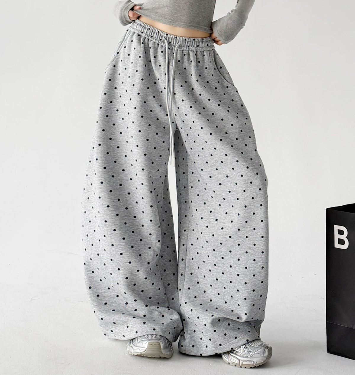 Polka-Dot Rounded Wide-Leg Sweatpants - COPPING THREADS - CT ORIGINALS