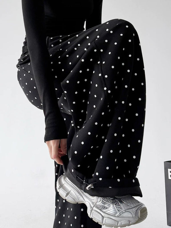 Polka-Dot Rounded Wide-Leg Sweatpants - COPPING THREADS - CT ORIGINALS