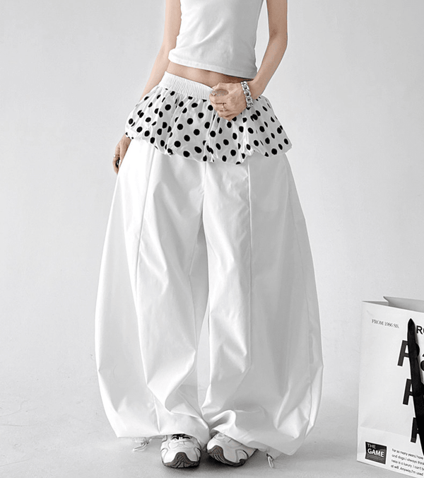 Polka Dot Ruffle Layered Wide - Leg Pants - CT6697 - COPPING THREADS - CT Select
