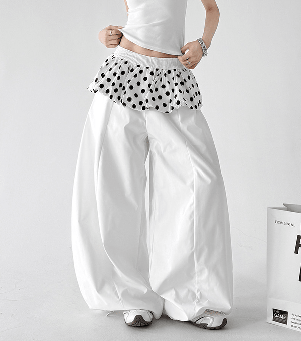Polka Dot Ruffle Layered Wide - Leg Pants - CT6697 - COPPING THREADS - CT Select