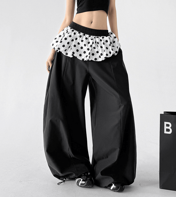 Polka Dot Ruffle Layered Wide - Leg Pants - CT6697 - COPPING THREADS - CT Select
