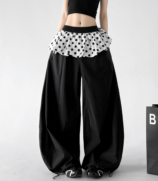 Polka Dot Ruffle Layered Wide - Leg Pants - CT6697 - COPPING THREADS - CT Select