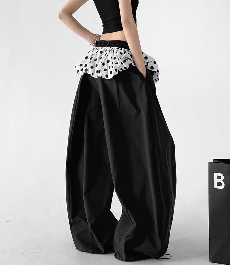Polka Dot Ruffle Layered Wide - Leg Pants - CT6697 - COPPING THREADS - CT Select