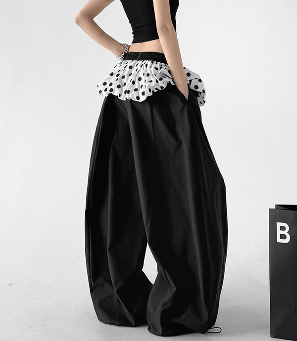 Polka Dot Ruffle Layered Wide - Leg Pants - CT6697 - COPPING THREADS - CT Select
