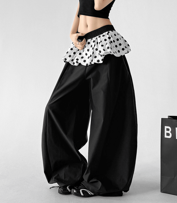 Polka Dot Ruffle Layered Wide - Leg Pants - CT6697 - COPPING THREADS - CT Select