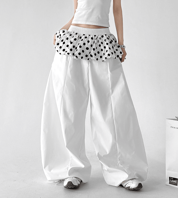 Polka Dot Ruffle Layered Wide - Leg Pants - CT6697 - COPPING THREADS - CT Select