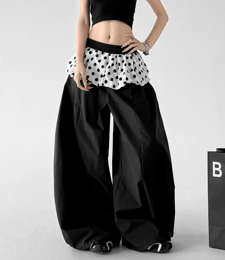 Polka Dot Ruffle Layered Wide - Leg Pants - CT6697 - COPPING THREADS - CT Select