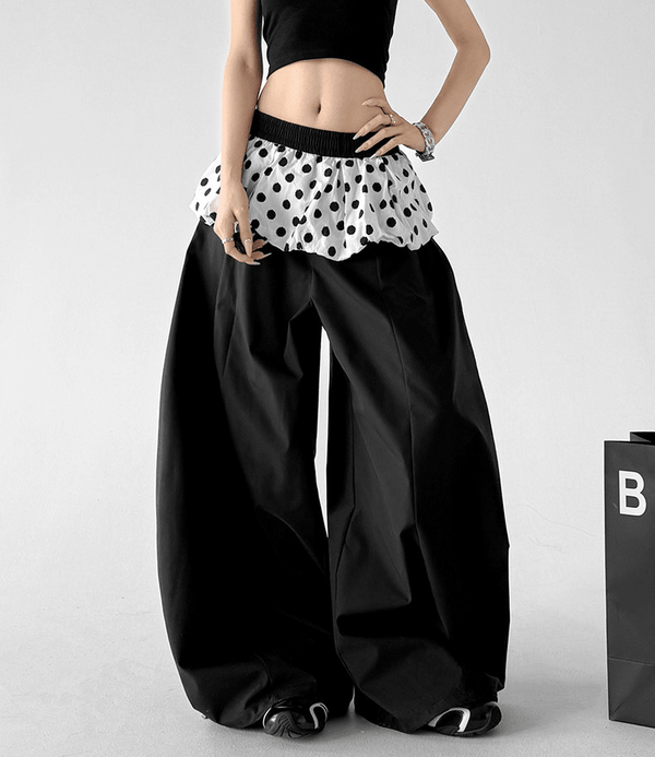 Polka Dot Ruffle Layered Wide - Leg Pants - CT6697 - COPPING THREADS - CT Select