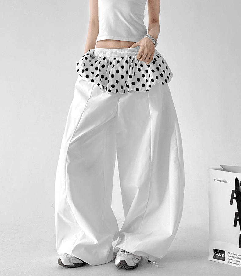 Polka Dot Ruffle Layered Wide - Leg Pants - CT6697 - COPPING THREADS - CT Select