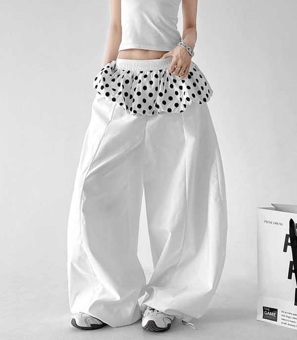 Polka Dot Ruffle Layered Wide - Leg Pants - CT6697 - COPPING THREADS - CT Select