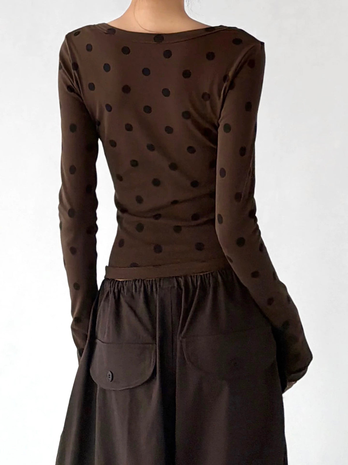 Polka-Dot Scoop-Neck Long-Sleeve T-Shirt - COPPING THREADS - CT ORIGINALS