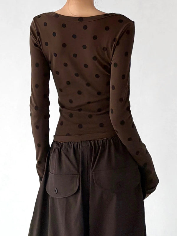 Polka-Dot Scoop-Neck Long-Sleeve T-Shirt - COPPING THREADS - CT ORIGINALS