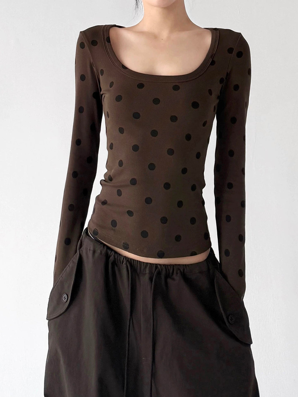 Polka-Dot Scoop-Neck Long-Sleeve T-Shirt - COPPING THREADS - CT ORIGINALS Main image