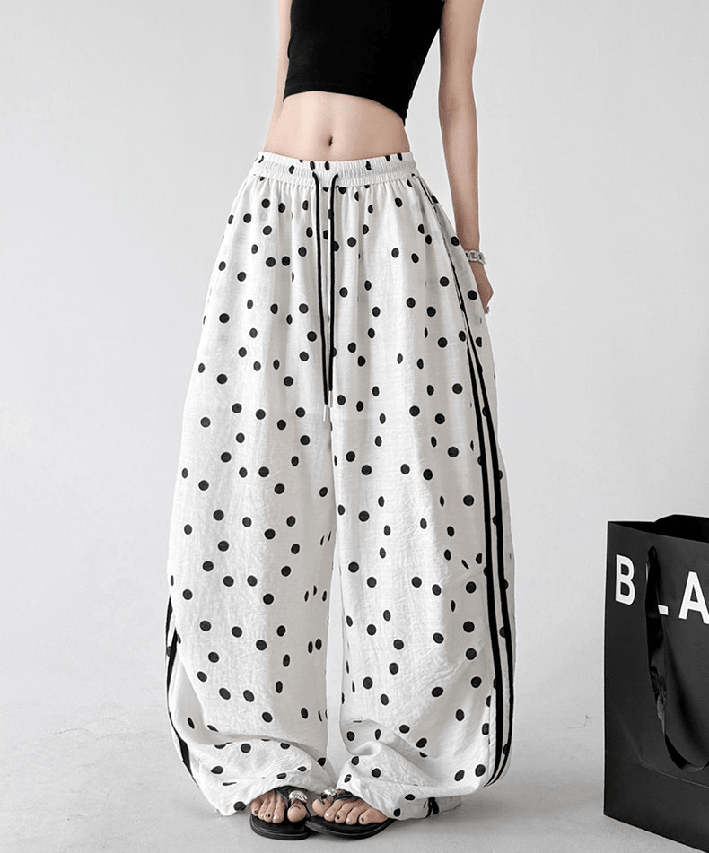 Polka Dot Side Stripe Wide Leg Pants - CT66177 - COPPING THREADS - CT Select