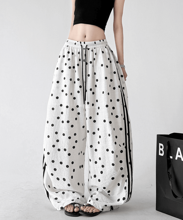 Polka Dot Side Stripe Wide Leg Pants - CT66177 - COPPING THREADS - CT Select