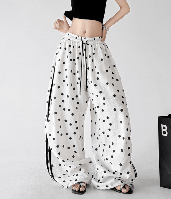 Polka Dot Side Stripe Wide Leg Pants - CT66177 - COPPING THREADS - CT Select