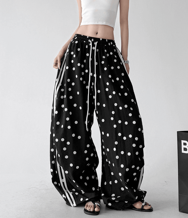 Polka Dot Side Stripe Wide Leg Pants - CT66177 - COPPING THREADS - CT Select
