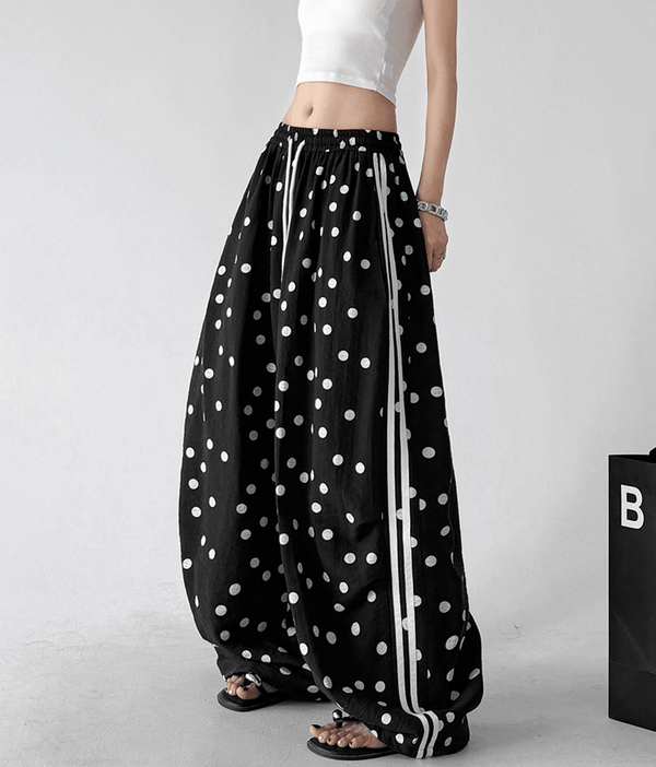 Polka Dot Side Stripe Wide Leg Pants - CT66177 - COPPING THREADS - CT Select