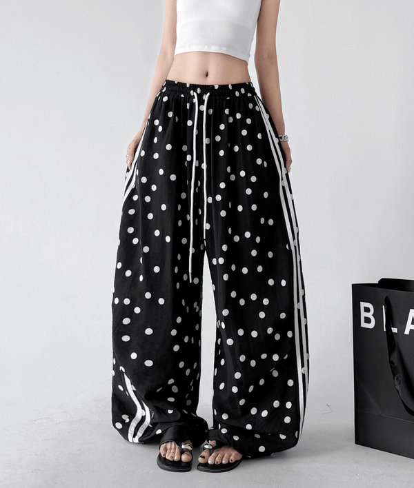 Polka Dot Side Stripe Wide Leg Pants - CT66177 - COPPING THREADS - CT Select