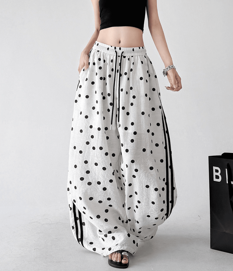 Polka Dot Side Stripe Wide Leg Pants - CT66177 - COPPING THREADS - CT Select