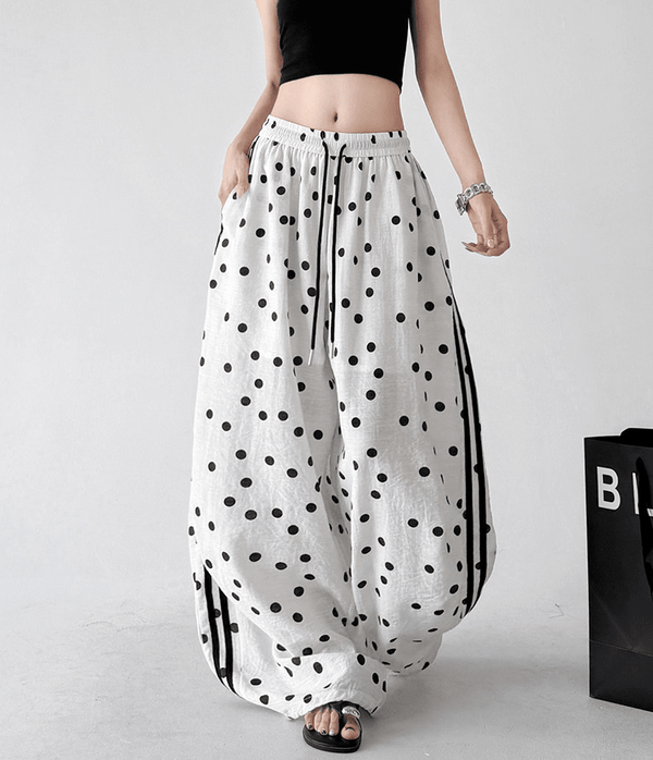 Polka Dot Side Stripe Wide Leg Pants - CT66177 - COPPING THREADS - CT Select